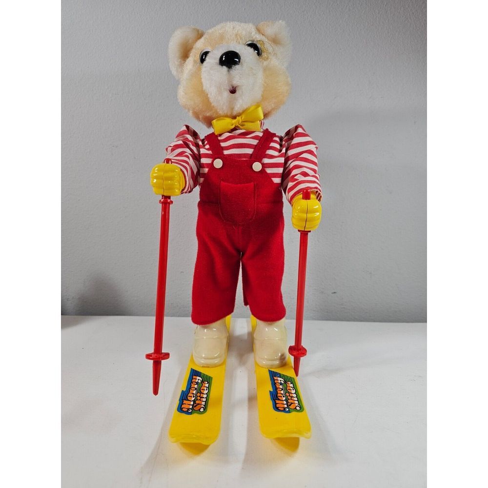 Vintage Merry Skier Animated Skiing Bear Plays‎ Music With Box - As Is  - Read